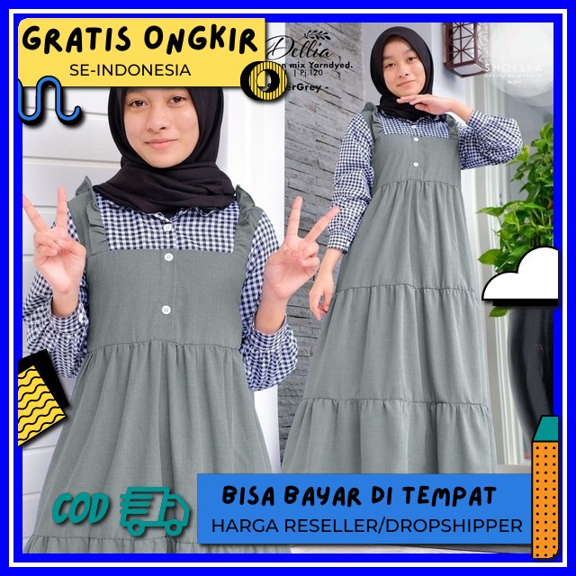 [ Grosir Gamis Anak Solo ] Shayla - Adelina, Setelan Gamis Anak Remaja Set Khimar Ceruty Ld 94 Size 