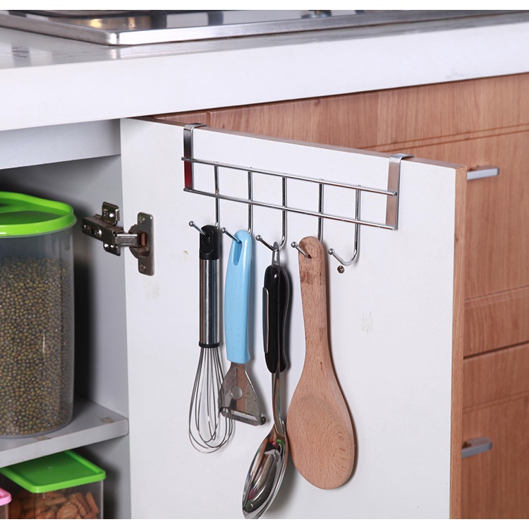 Gantungan Dapur Pintu Kitchen Set Stainless Steel 5 Hook Silver