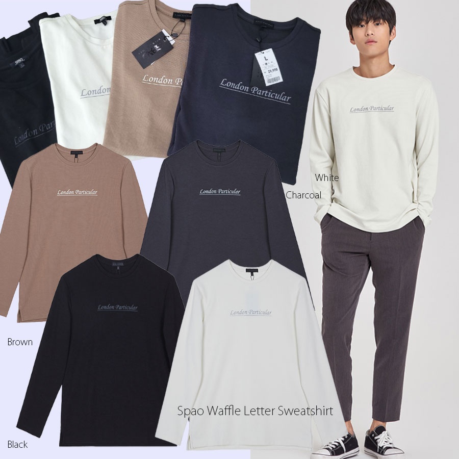 SPAO WAFFLE LETTER SWEATSHIRT Baju Atasan Sweater Branded