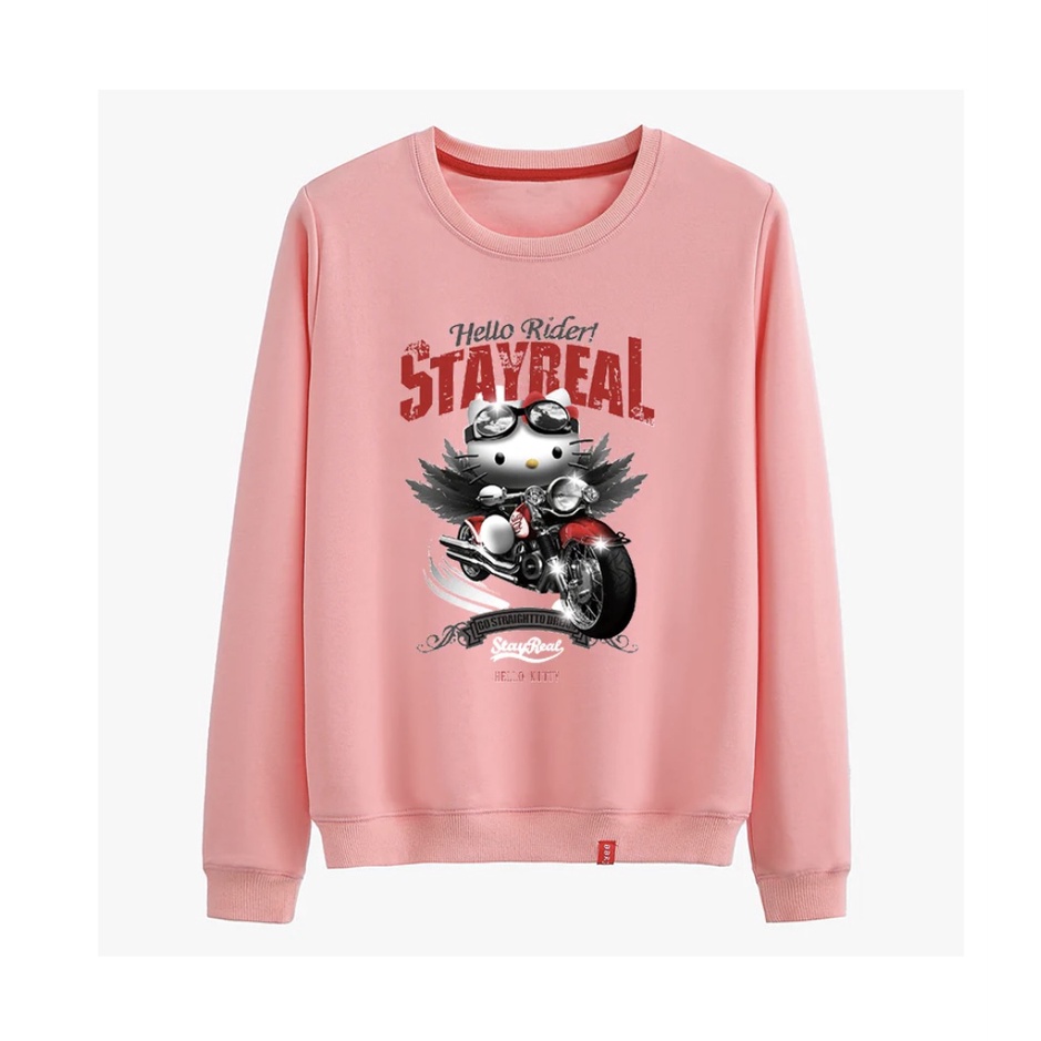 STAY REAL Sweater Basic Anak Untuk Anak Laki laki &amp; Perempuan Bahan Fleece Size M-Xl (Usia 2-10 th )