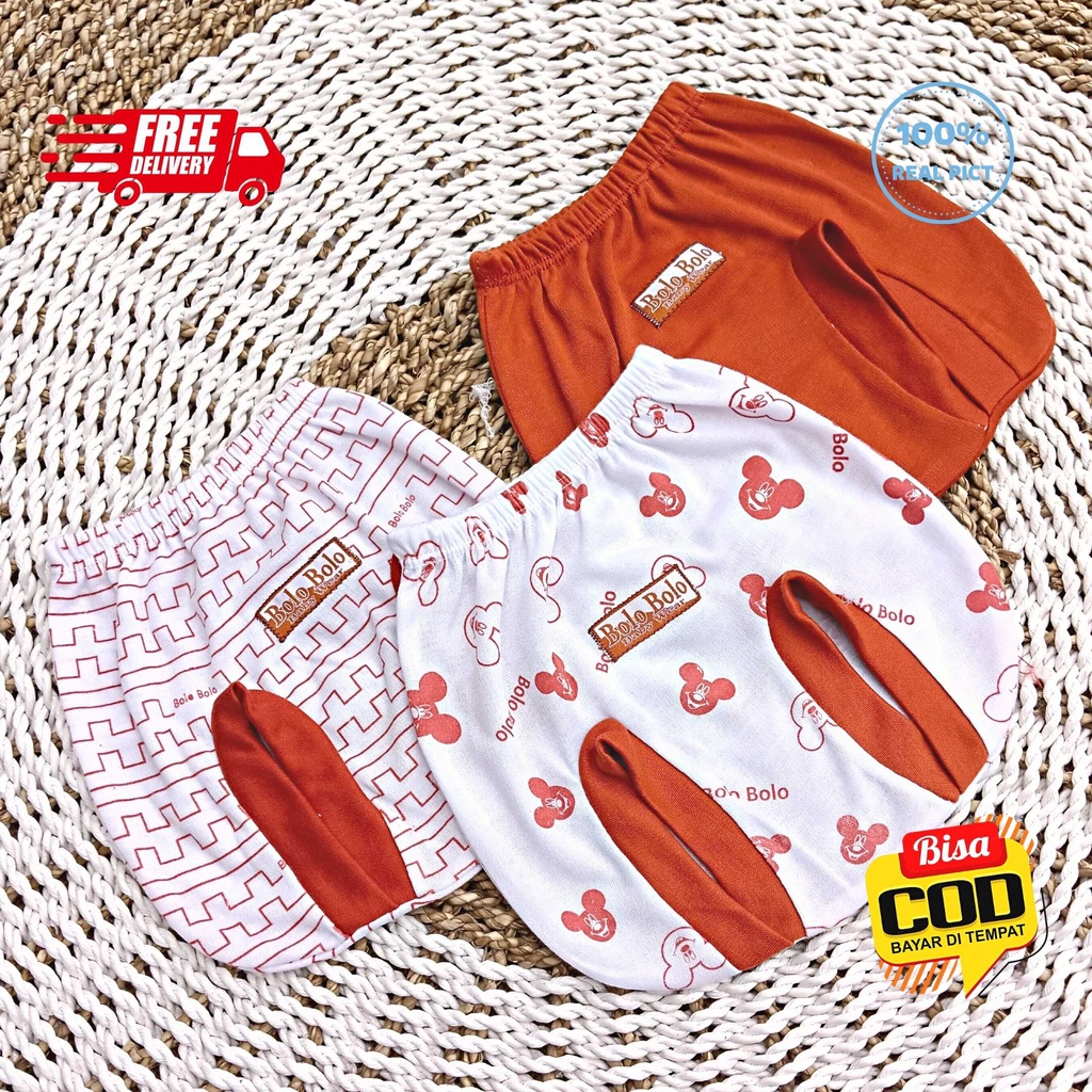 SALE 7.7 Serian Merah Bata - 3 pcs Celana Pop Bayi Baru Lahir 0 - 3 Bulan Brick Red Series merk SNI Bolo - Bolo