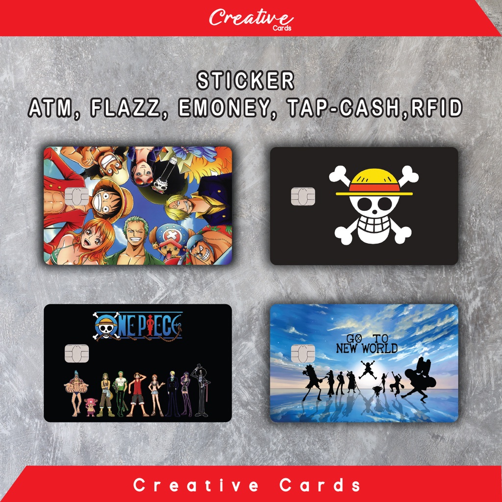 

Stiker Sticker Kartu Atm Skin Card Anime - Onepiece Vinyl + Laminating Glossy Stiker BCA Mandiri Bri Bni Debit Credit Emoney, Flazz, Emoney, tapcash, Brizzi, RFID dll