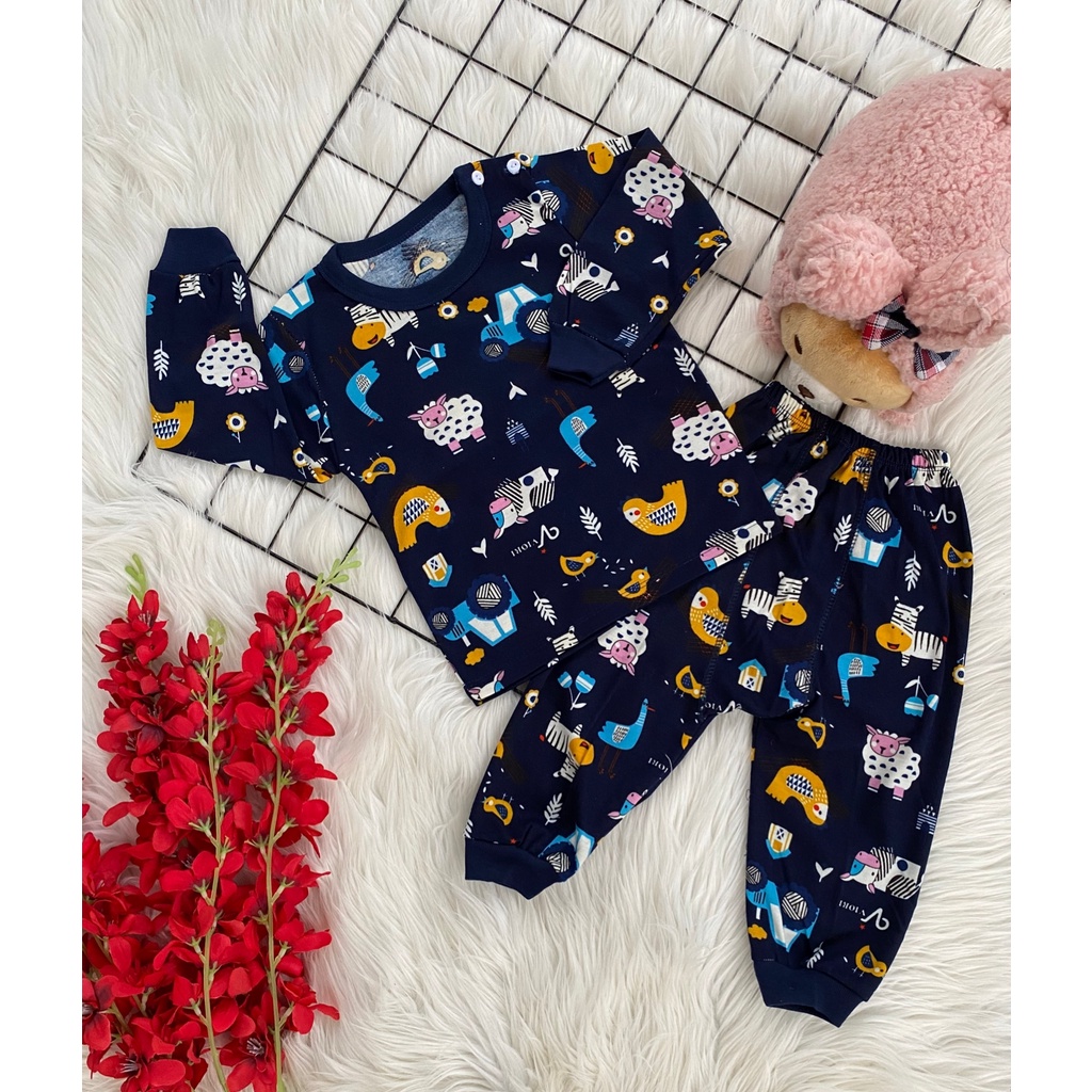 setelan baju anak laki-laki/perempuan lengan panjang celana pempers l3-18 bulan motif printing monkey