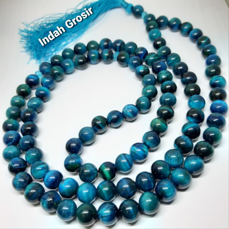 TASBIH BATU TIGER EYE BLUE 10MM 99BUTIR ORIGINAL