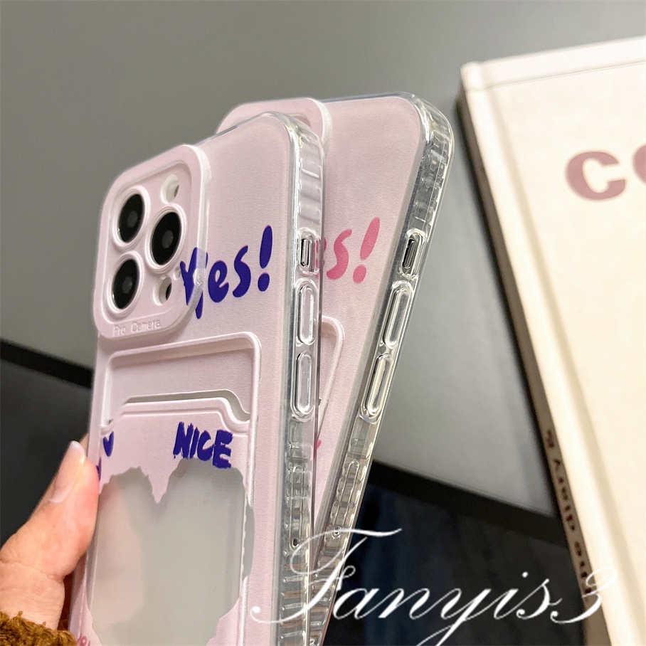 Compatible For IPhone 14 13 12 11 Pro Max X XR Xs Max 8 7 Plus SE 2020 Soft Case TPU Bening Holder Kartu Keberuntungan Untuk