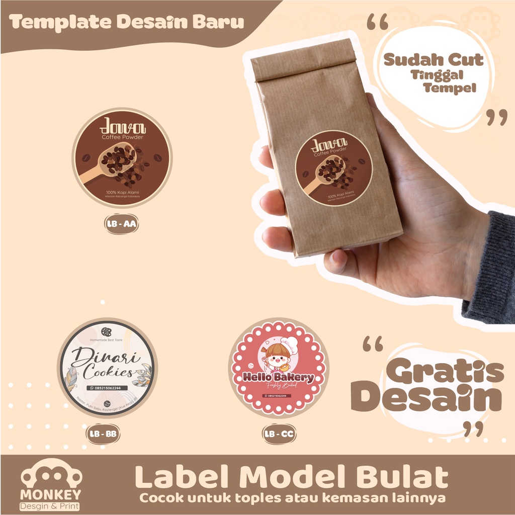 Label Sticker Toples Kemasan Custom Bahan Cromo Model Bulat FREE DESAIN Template 003