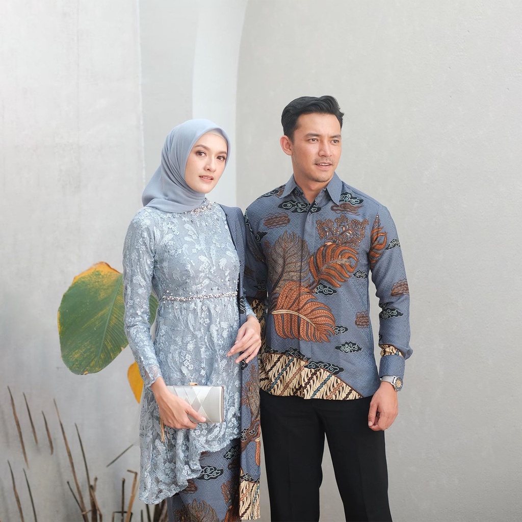 APTA BATIK NEW ARRIVAL - Setelan Kebaya Batik Modern Lengan Panjang Batik Couple Nala Tunik Brokat Cornelli Mix Velvet Payet Mutiara Kebaya Wisuda Baju Kondangan Wanita