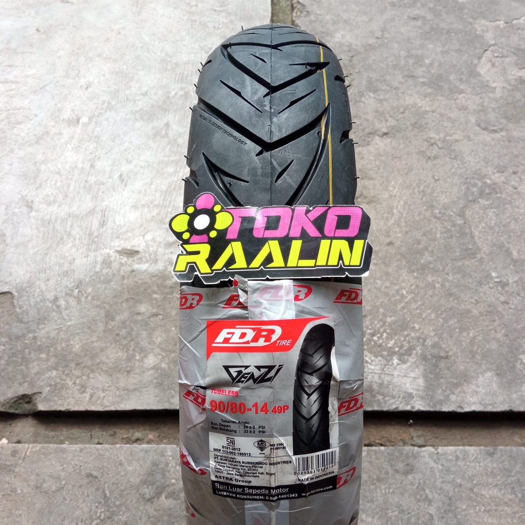 Ban Luar Ban Motor FDR 14 90 80 Tubeless Tubless Type Genzi