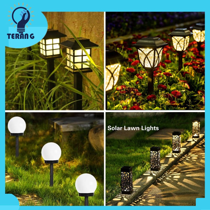 Lampu Taman Tancap Tenaga Surya LED dengan Panel Surya untuk Dekorasi Halaman Outdoor Warm White