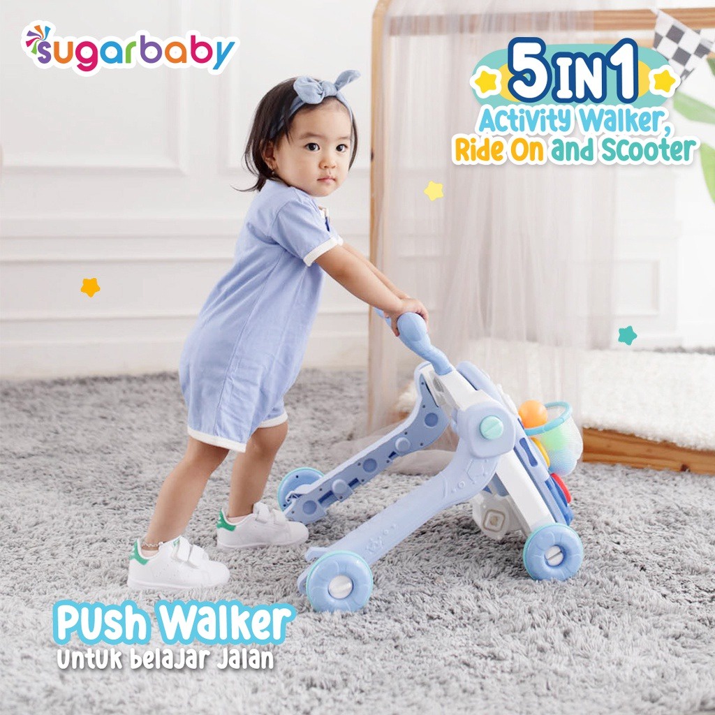 Sugarbaby 5in1 Activity Walker, Ride-On and Scooter/Push walker/Activity walker/Baby walker meja belajar anak stoller bayi baby walker anak Sugarbaby 5in1 Activity Walker, Ride-On and Scooter/Push walker/Activity walker/Baby walker  Baby