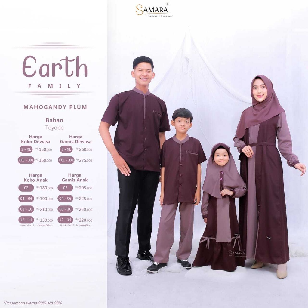 Sarimbit Keluarga J06-Earth Family Mahogany Plum Baju Couple keluarga Samara Terbaru 2023 Promo Baju
