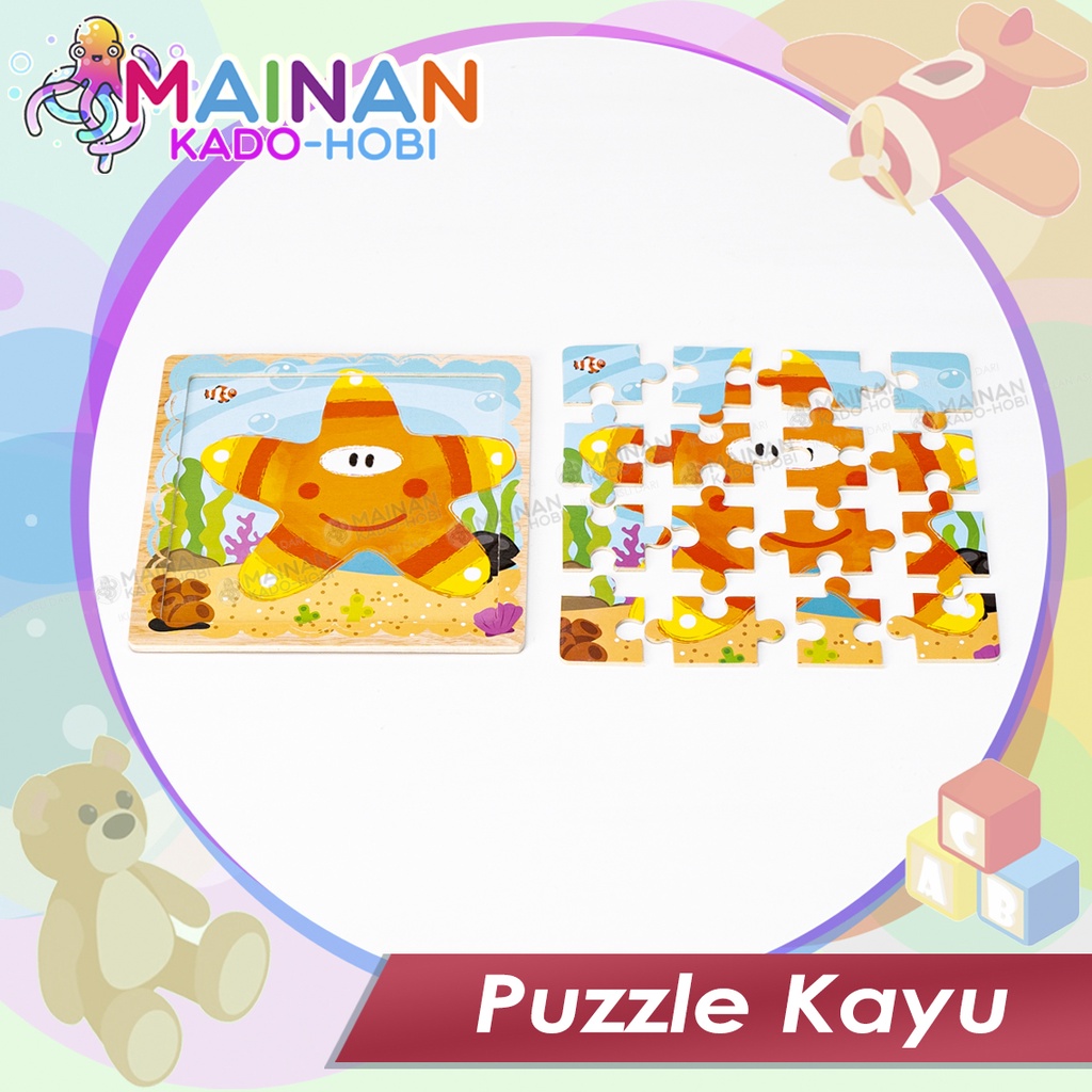 COD MAINAN ANAK EDUKATIF PUZZLE KAYU KARAKTER STAR FISH
