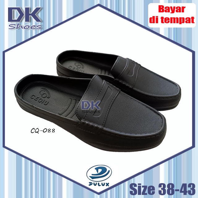 Dulux CQ-088 Sandal Selop 38-43 Hitam / Sepatu Selop Bakpao Baim Karet