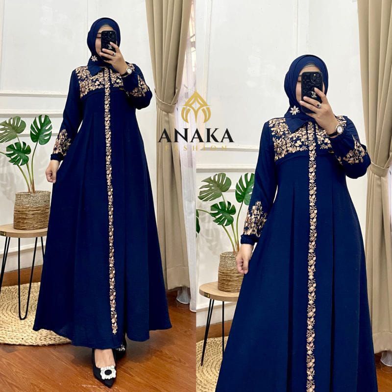 Fashion Muslim Gamis RENATA  INARA  HAVAYA crinkle bordir cringkle airflow dress maxy kekinian terlaris