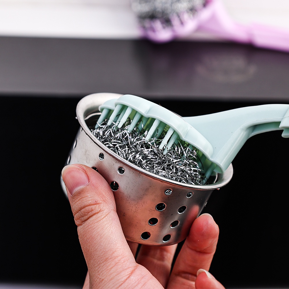 Sikat Pembersih Dapur Sikat Bola Kawat Stainless Gagang Panjang Sikat Pembersih Gantung Mangkok Piring Panci Alat Cuci Rumah Tangga Deep Clean Scrub Brushes