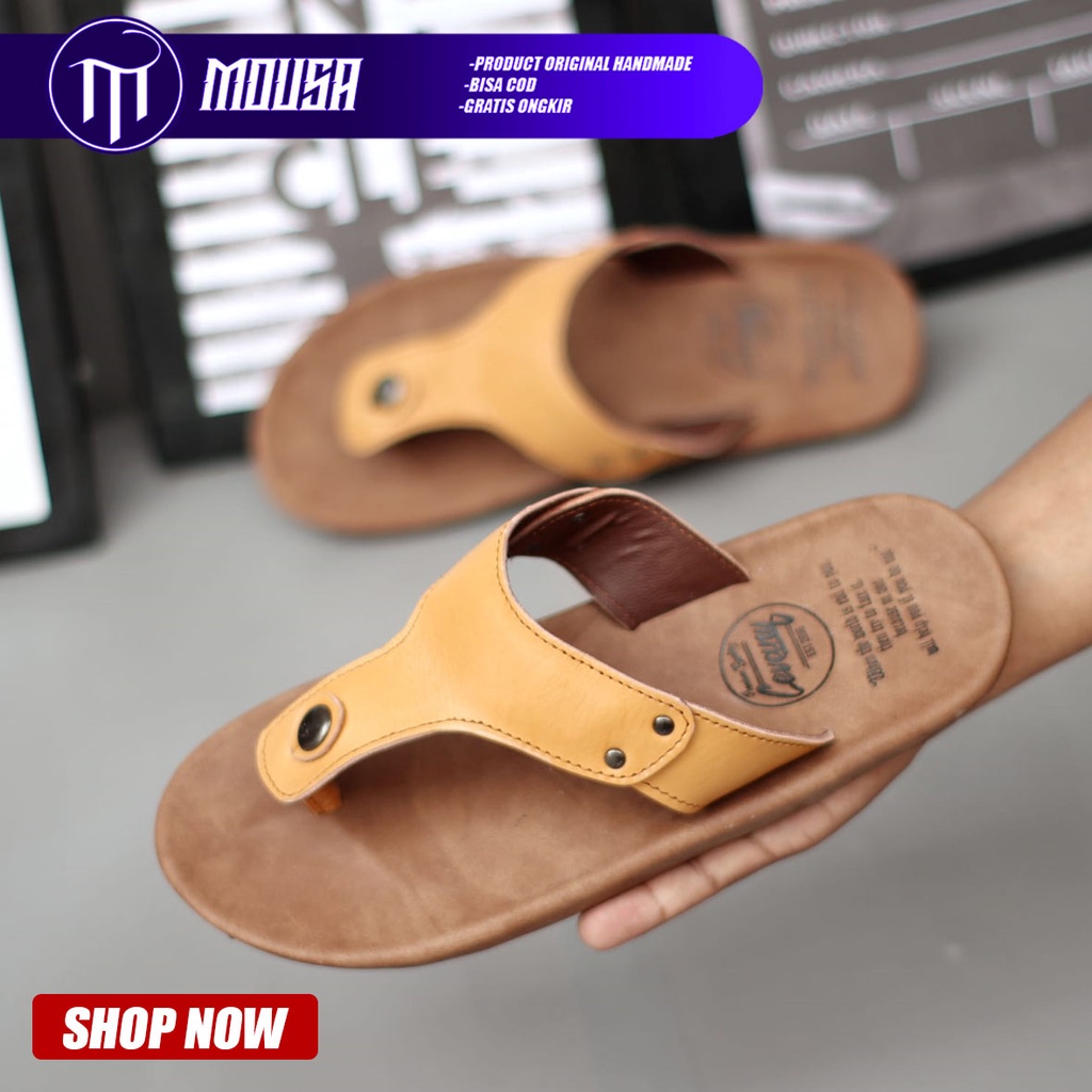 Sandal Jepit Kulit Asli Kerja Santai Original Mousa Snow