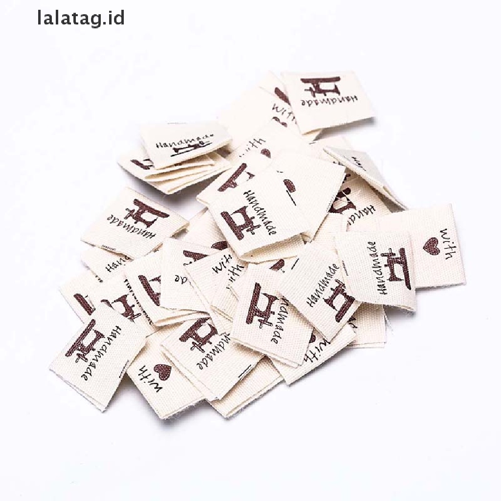 [lalatag] 50pcs Label Tag Handmade Membuat Kain Jahit Kerajinan Tangan Untuk Tas Baju DIY [ID]