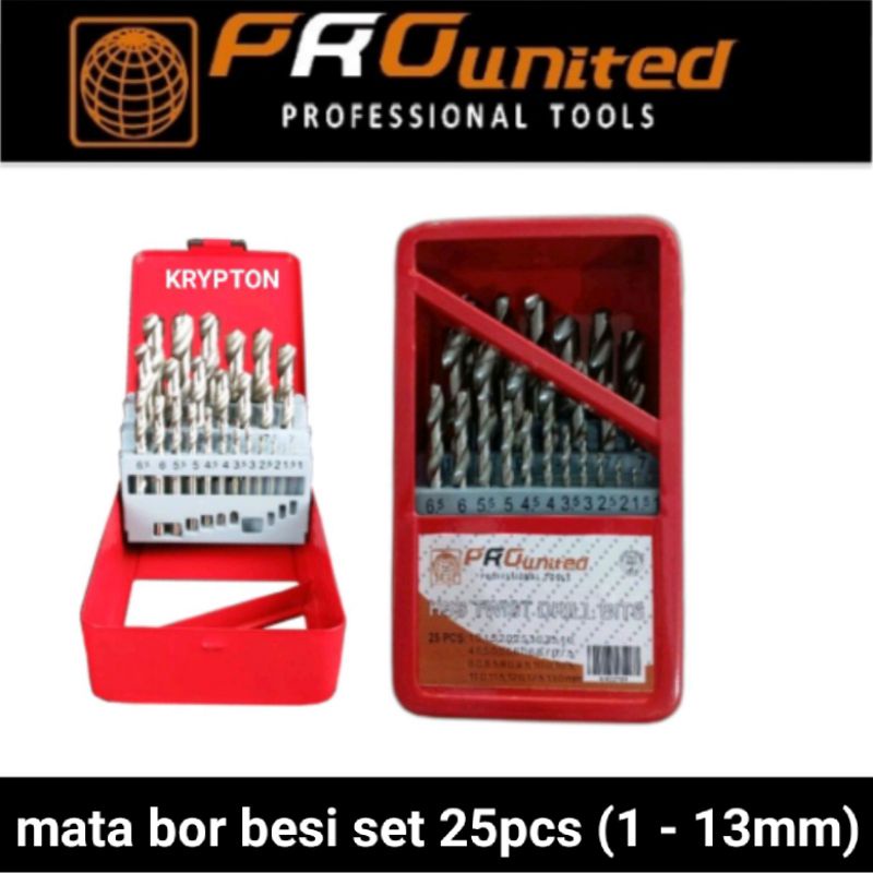 Mata bor besi / metal / Stainles set 25pcs (1mm-13mm) pro united high quality