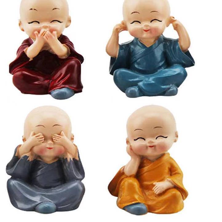 New OH Dekorasi  Mobil 4 Biksu Mini Lucu Ⓜrgdღ