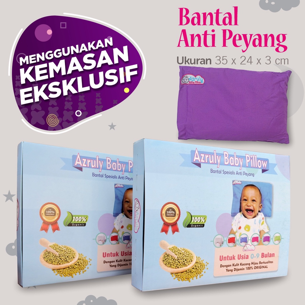 Azruly Baby Pillow + Boneka LED - Bantal Kesehatan Bayi Anti Peyang OPSIMOM | 2 PCS