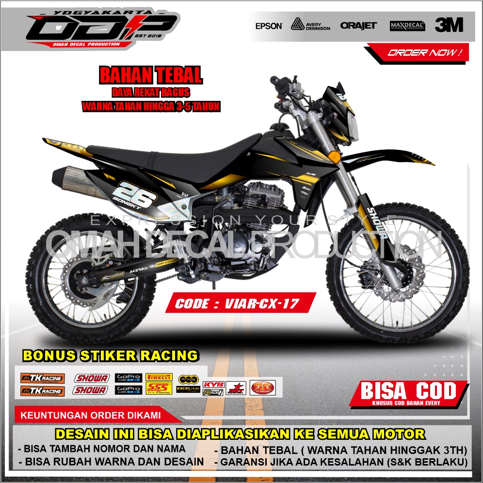 DECAL VIAR CROSS 250 FULL BODY STIKER DEKAL VIAR CROSS BANYAK PILIHAN WARNA MODEL TERBARU BISA RUQES