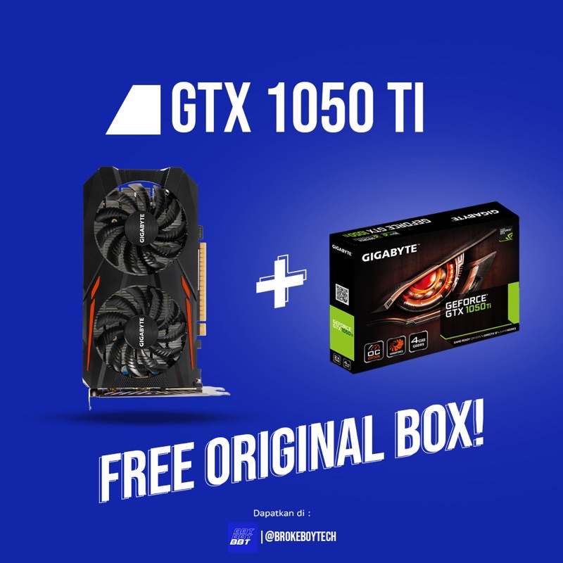 VGA GIGABYTE GTX 1050 Ti WindForce 4GB (Performa diatas GTX 960, GTX 1050, GTX 750 Ti, RX 560, RX 46