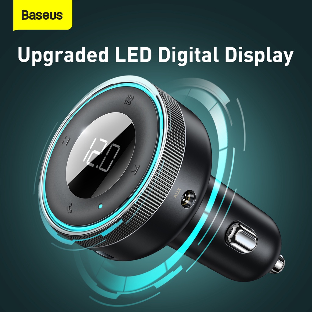 Baseus Original Car Charger Enjoy FM Transmitter Modulator Bluetooth 5.0 Receiver AUX 3.5MM 3.4A Casan Mobil Transmiter Saver Adaptor Adapter Dual USB Output