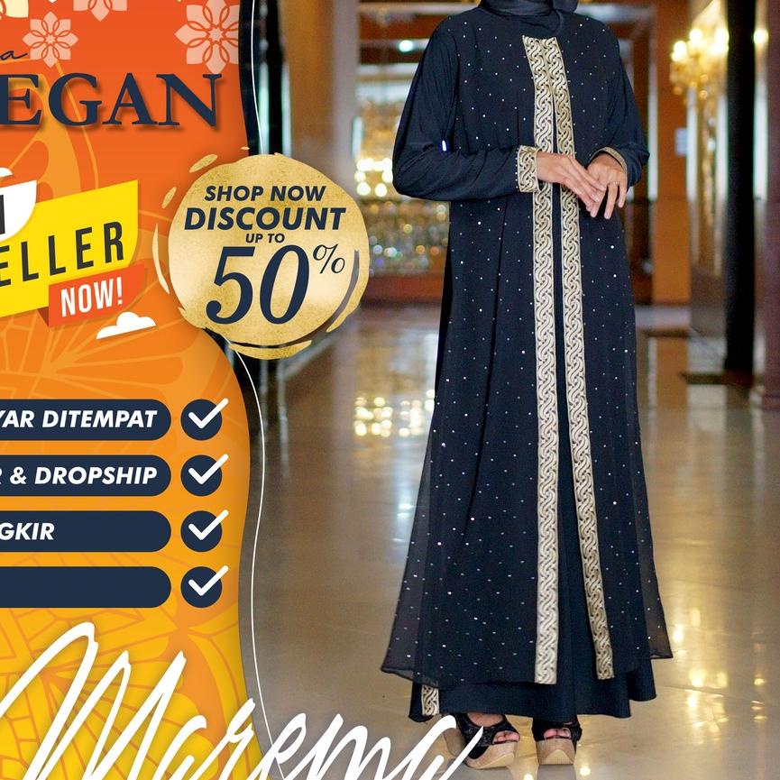 Diskon✔️⭐Gamis Abaya Turkey Arab Turki Bordir Pesta Wanita Terbaru Warna Hitam Non Putih Mewah Elega