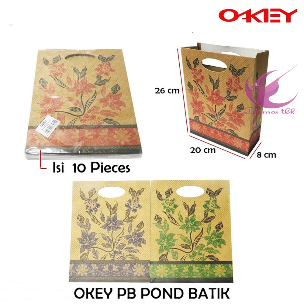 

Paper Bag plong A (260x200x80) Batik Okey Paper Bag Kraft Pond Tas Kertas 1 Pak isi 10 pcs