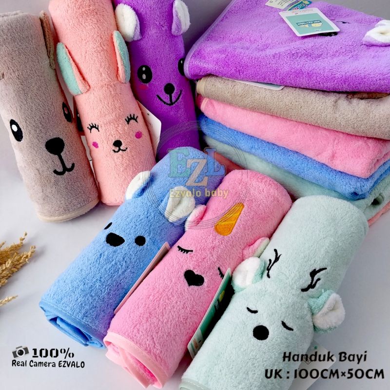 HB-04 Handuk bayi 3D kuping microfiber lembut 100cmx50cm