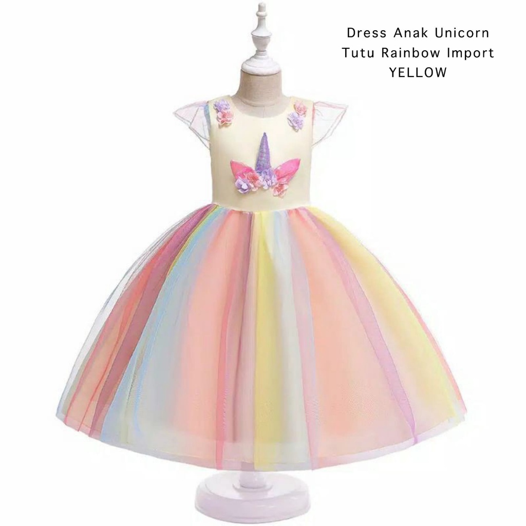 AS Dress Anak Unicorn Tutu Rainbow Import