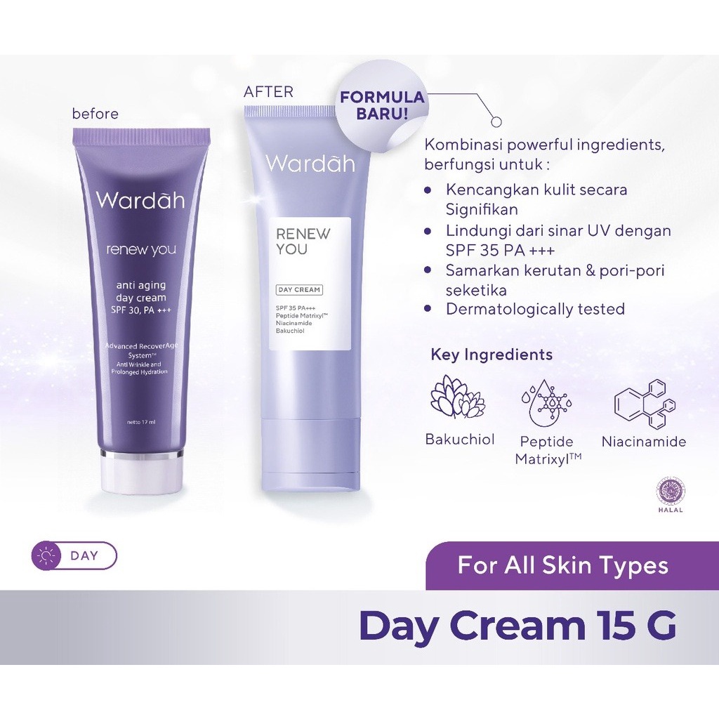 WARDAH Renew You Anti Aging Day Cream SPF 35, PA +++ , 15gr