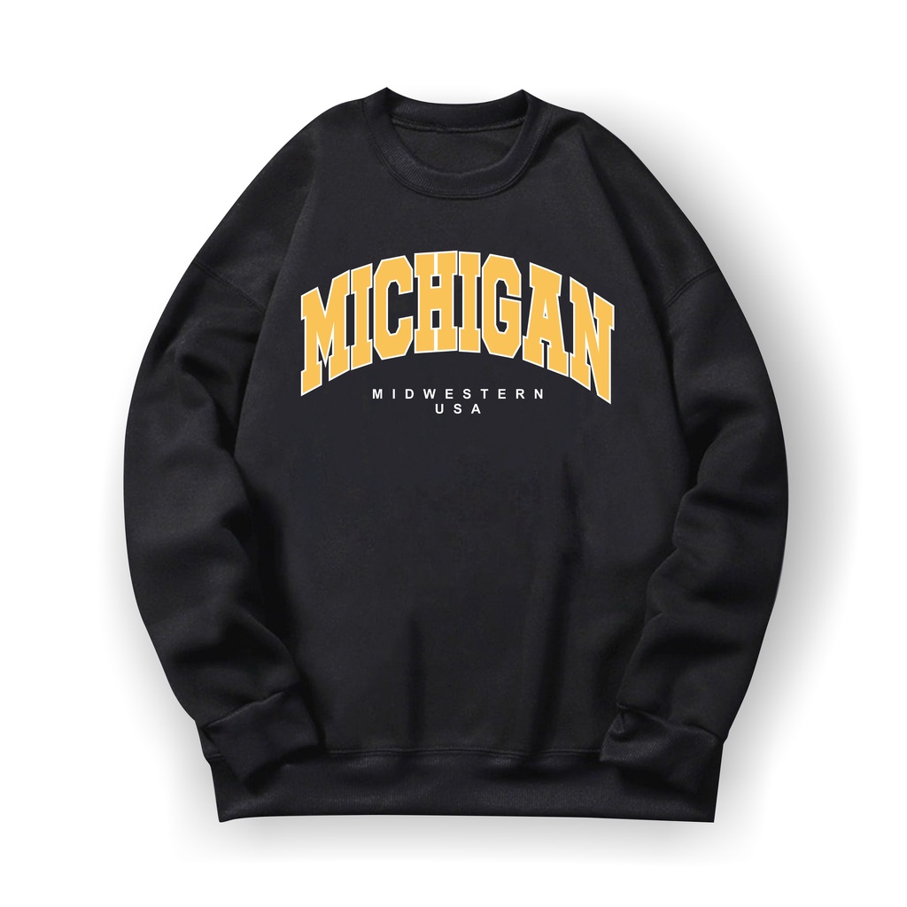 MICHIGAN USA Sweater Crewneck Print DTF II MICHIGAN USA Sweatshirt Basic II Sz M - XL Anak &amp; Dewasa ( Pria &amp; Wanita )