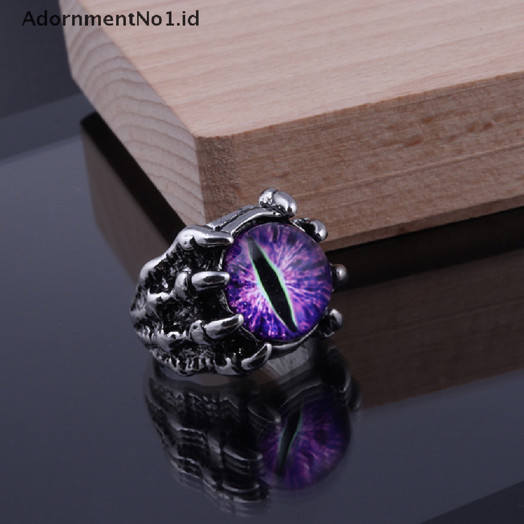 [AdornmentNo1] Retro Gothic Color Evil Eye Rings Untuk Pria Mendominasi Cakar Naga Vintage Pernikahan Aesthetic Hewan Cincin Hadiah Halloween [ID]