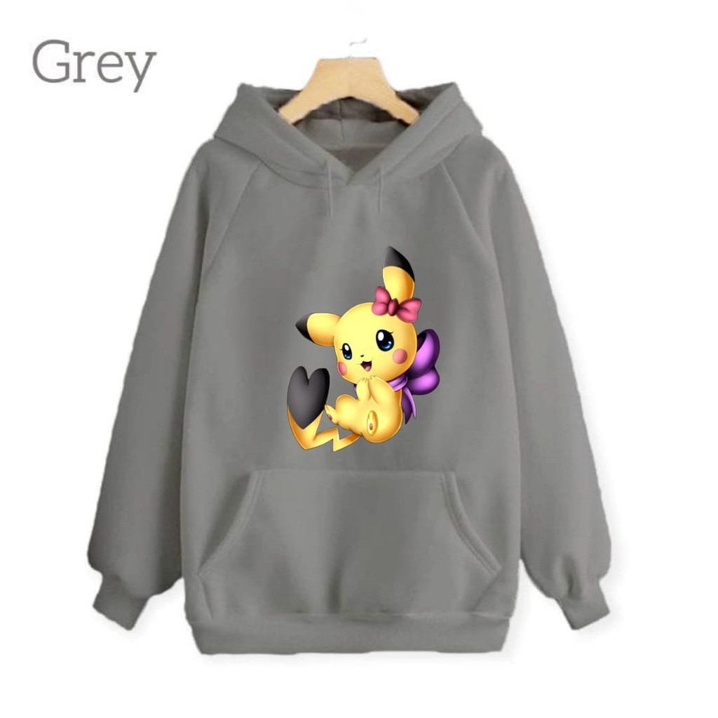 Hzl_outfit Sweater Hoodie Anak Perempuan Picachu Linda/ Sweater Hoodie Anak Anak