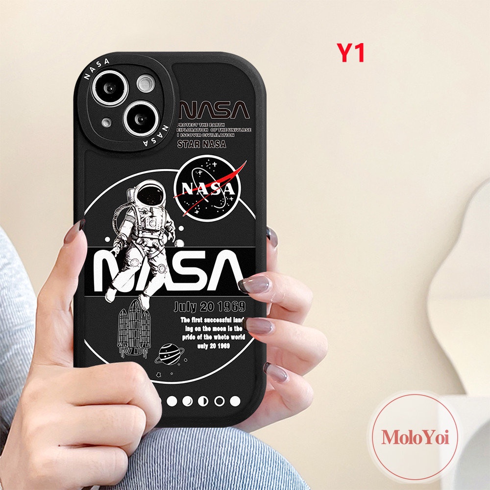 IPHONE Casing NASA Merek Trendi Kompatibel Untuk Iphone14 11 13 12 Pro MAX 6Plus 7Plus 6 6s 78 Plus 14 Plus XR X XS MAX SE 2020 Casing Handphone Belakang TPU Lembut