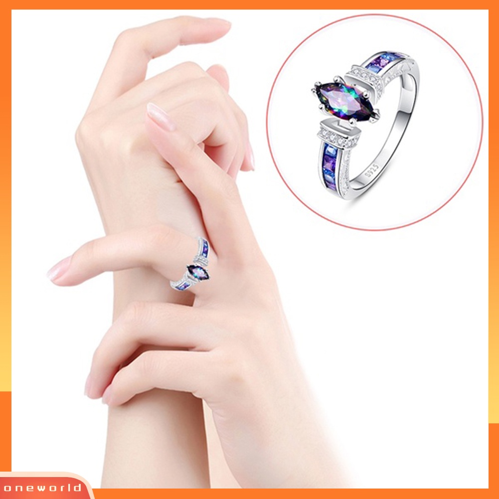 {oneworld} Wanita Fashion Multicolor Marquise Cut Cubic Zirconia Hias Jari Cincin Perhiasan