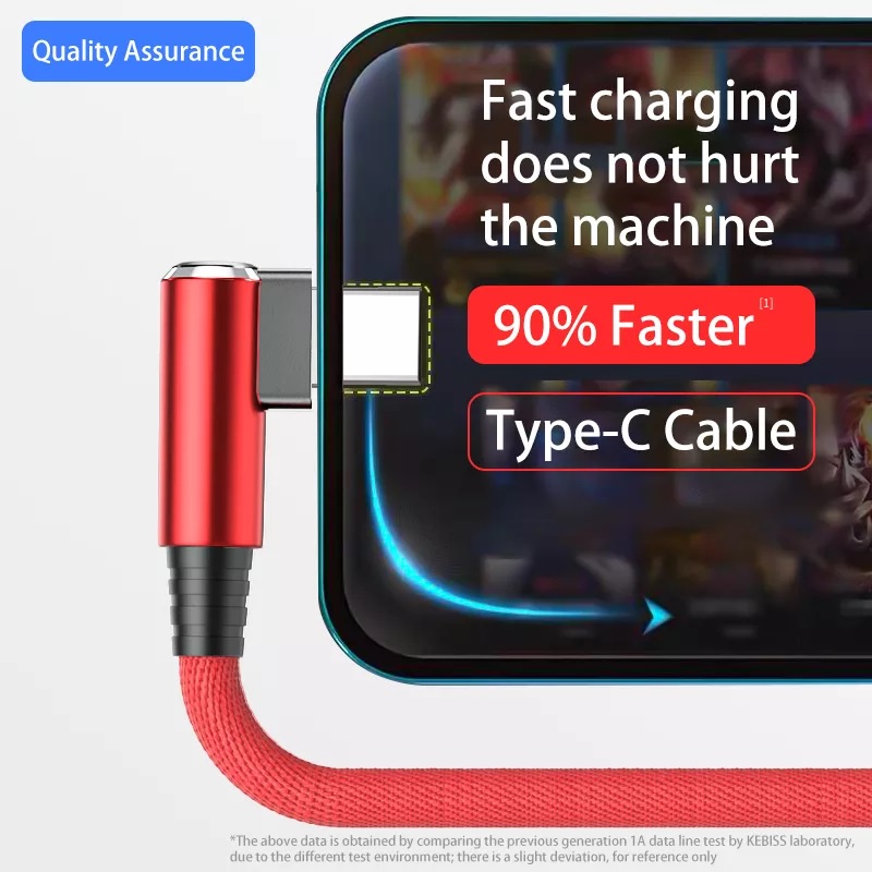 Kabel Data Nylon Fast Charging Siku 90 Derajat Micro USB / Type C / Lightning Hematacc