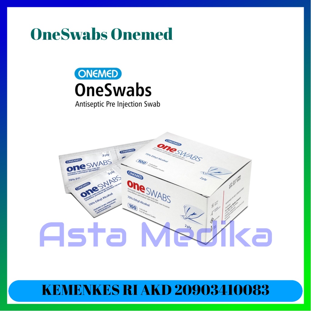 Alkohol Swab / OneSwabs OneMed Kapas Alkohol 2ply One Med  Antiseptik Swabs Desinfektan Permukaan Alat Kesehatan box 100pcs