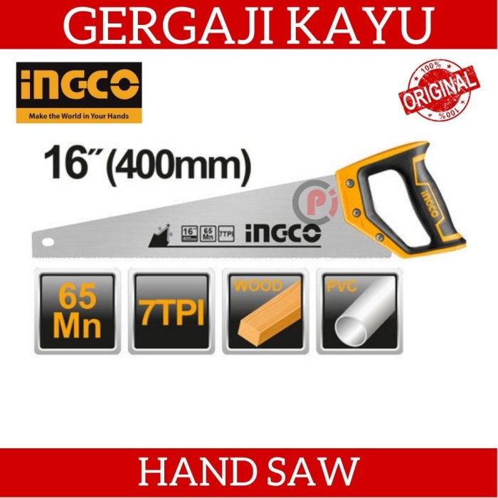 INGCO Gergaji Kayu Hand Saw Heavy Duty Ukuran 16 Inch 40cm