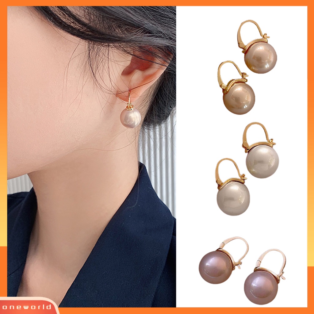 {oneworld} 1pasang Anting Pengerjaan Halus Indah Imitasi Mutiara Mata-catching Fantasy Lop Earrings Untuk Outdoor