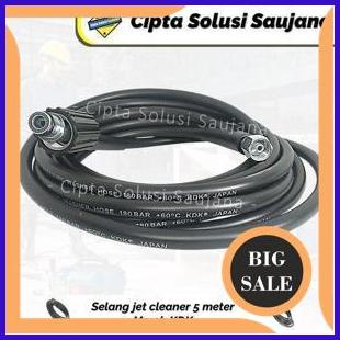 perkakas KDK HITAM SELANG JET CLEANER 5M SELANG SEMPROTAN AIR MESIN STEAM STIM CUCI MOTOR MOBIL TEK