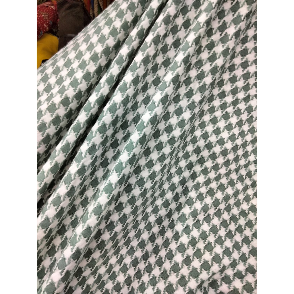 Kain Motif Houndstooth Bahan Katun Jepang Japan Design Semi Wool Tweed Meteran