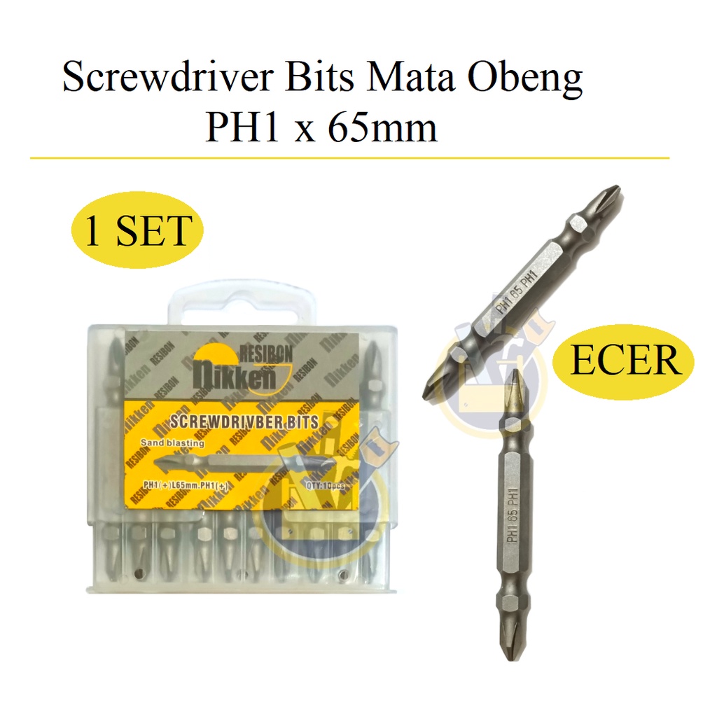 NIKKEN Mata Obeng Angin PH1 x 65mm Screwdriver Bits Magnet PH 1 x 65 Mm Screwdriver Bits ( ECER )