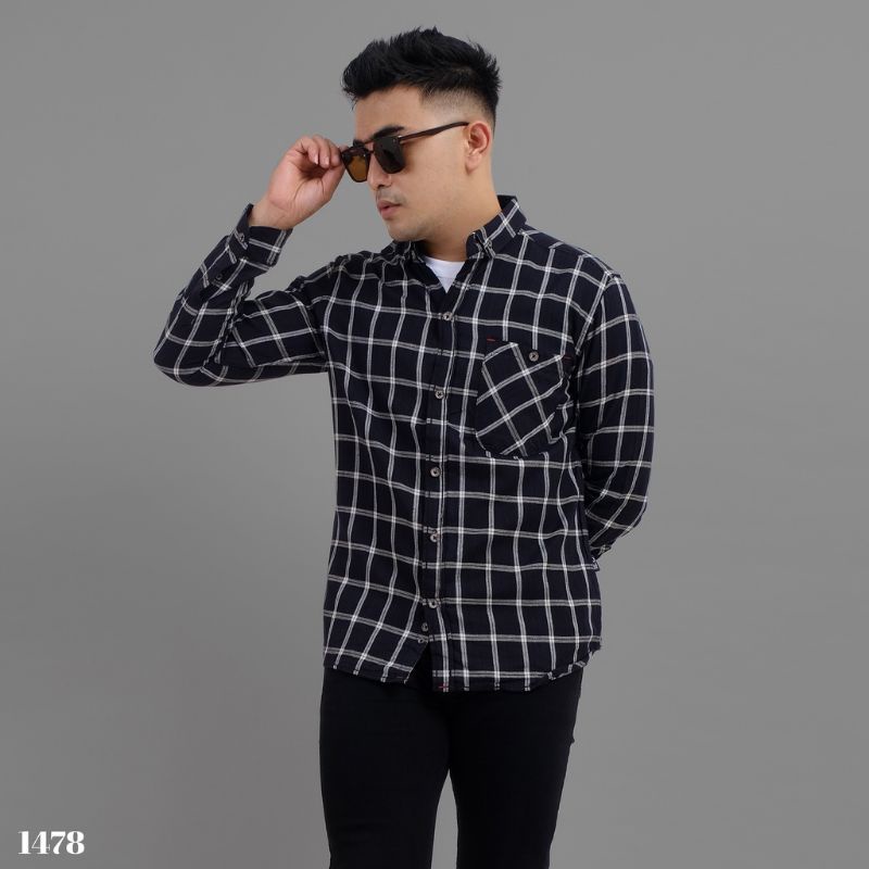 Flanel kemeja lengan panjang pria baju pria