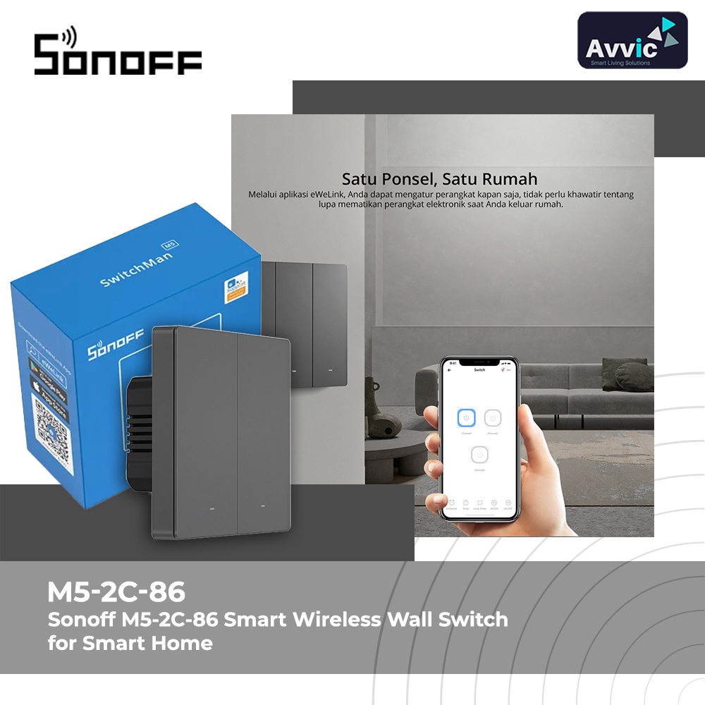 Sonoff Smart Wall Switch M52C86 saklar wireless smart home IOT