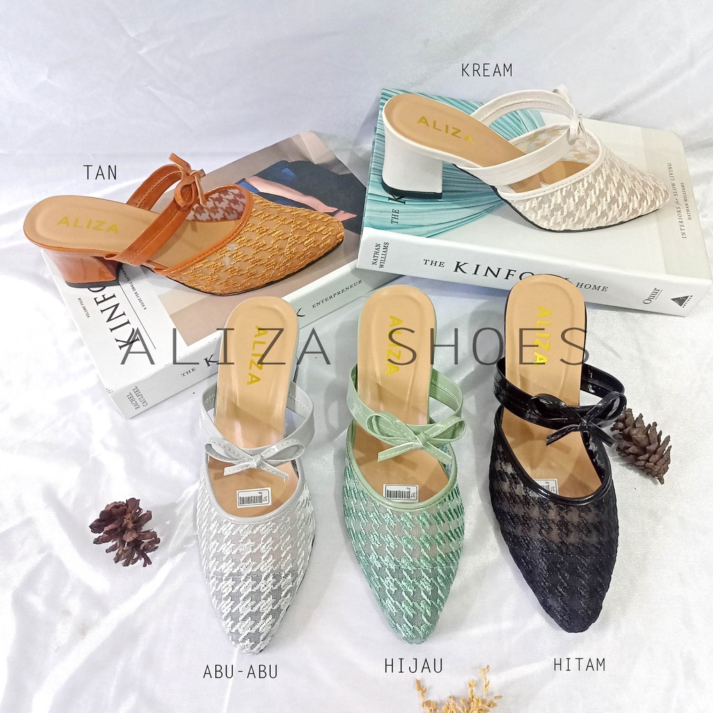 SANDAL WANITA 5CM  HEELS CHUNKY MOTIF BRUKAT TERBARU