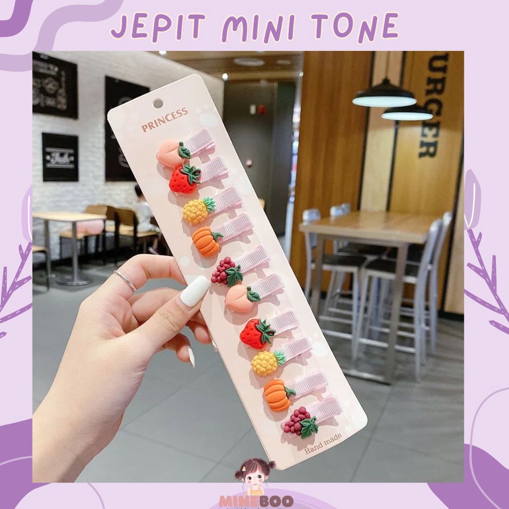 mineboo -  JEPIT RAMBUT MINI TONE 10PCS / Set Jepitan Rambut Anak Icon Karakter Import / Jepit Rambut Anak Karet Motif Karakter