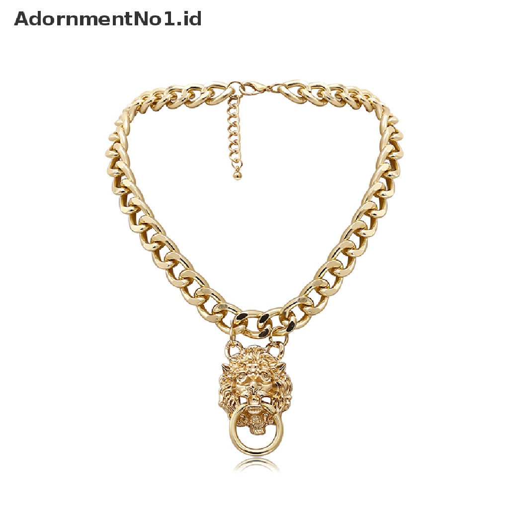 [AdornmentNo1] Metal Hip Hop Lion Locket Pendant Kalung Punk Rantai Wanita Gadis Baru [ID]