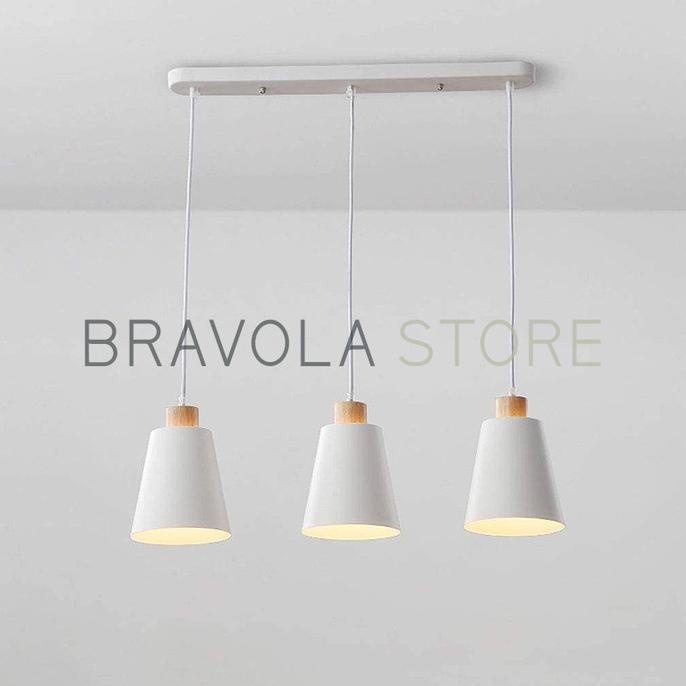 lampu gantung minimalis hias dekorasi ruang makan cafe besi putih